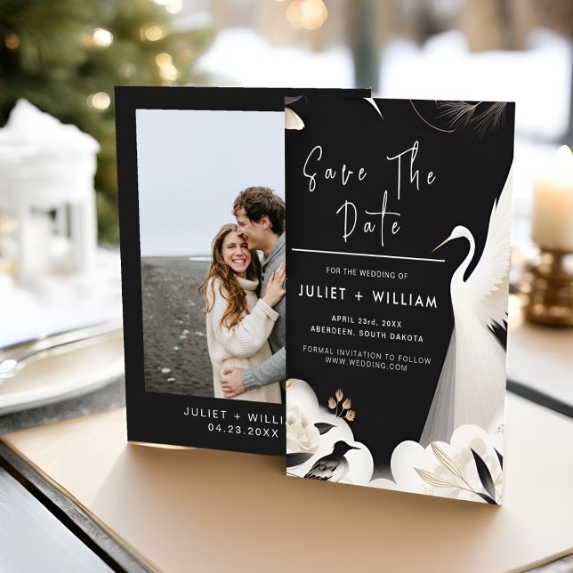 Feather Asian Sky Cloud Crane Fun Wedding Save The Date (Creator Uploaded)