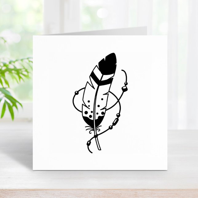 Feather Beads Tribal Boho Amulet Rubber Stamp (Creator Uploaded)