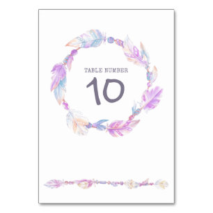 Feather beads wreath watercolor art table numbers