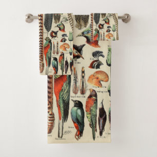Feather Bird Wildlife Antique Feathers Bath Towel Set