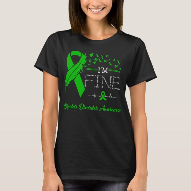 Feather Birds I'm Fine Bipolar Disorder Awareness T-Shirt (Front)