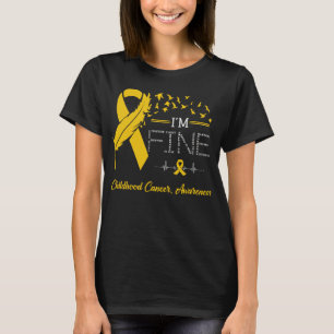 Feather Birds I'm Fine Childhood Cancer Awareness T-Shirt
