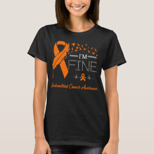 Feather Birds I'm Fine Endometrial Cancer Awarenes T-Shirt