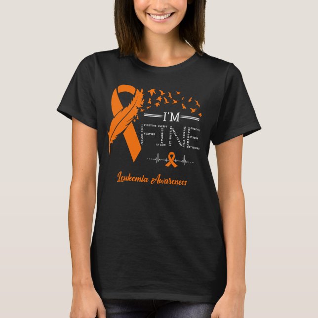 Feather Birds I'm Fine Leukaemia Awareness T-Shirt (Front)