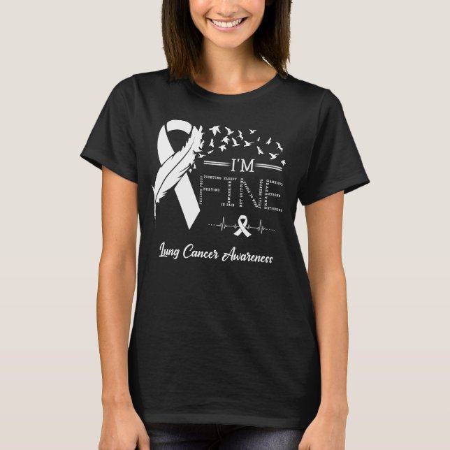 Feather Birds I'm Fine Lung Cancer Awareness T-Shirt (Front)