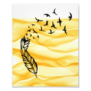 Feather Birds Shadow Art Photo Print