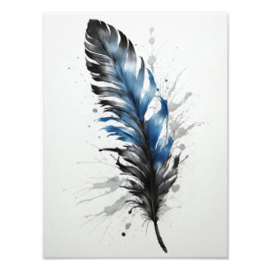 Feather - Black and blue Photo Print