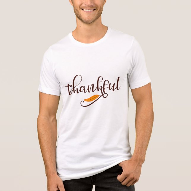 Feather Boho Native Thankful Typography Tri-Blend Shirt (Front)