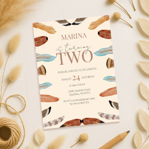 Feather Boho Terracotta  Birthday Invitation