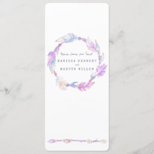 Feather boho wreath watercolor art purple menu