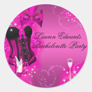Feather Corset Pink Bachelorette Party Sticker