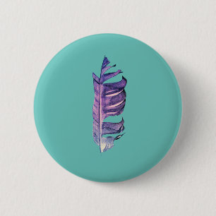 Feather drawing fine art original illustration 6 cm round badge