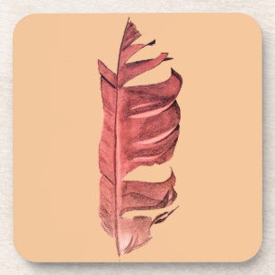 Feather drawing fine art original illustration coaster