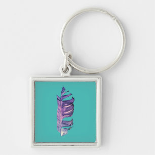 Feather drawing fine art original illustration key ring