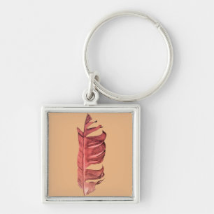 Feather drawing fine art original illustration key ring