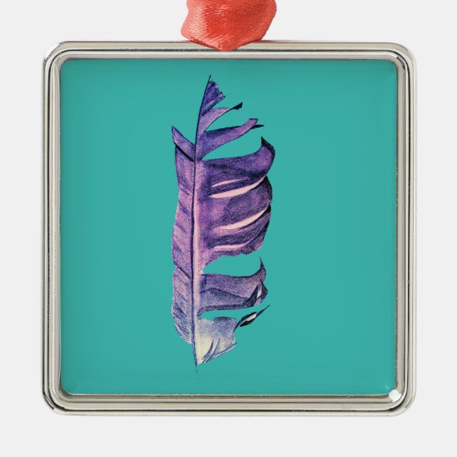 Feather drawing fine art original illustration metal tree decoration (Front)