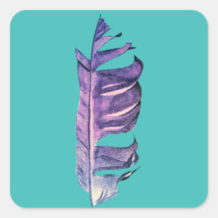 Feather drawing fine art original illustration square sticker
