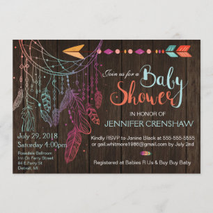 Feather Dream Catcher Baby Shower Invitation