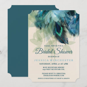 Feather Floral Bridal Shower Invitation
