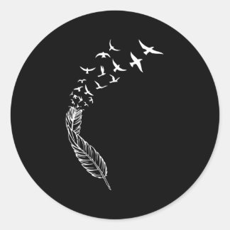 Feather Flying Birds Casual Street Style Classic Round Sticker