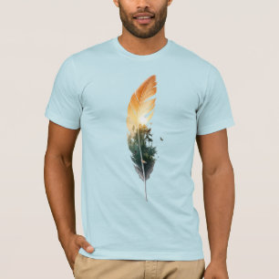 Feather Forest Sunset Double Exposure T-Shirt