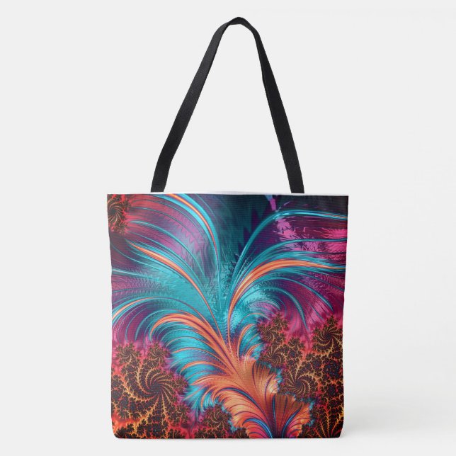 Feather Fractal Abstract Tote Bag (Front)