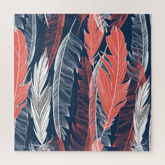 Feather Graphics, Beautiful Seamless Pattern. Jigsaw Puzzle (Vertical)