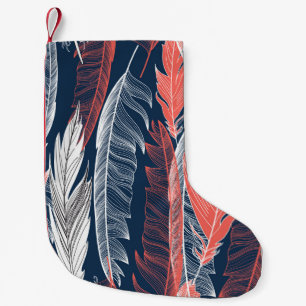 Feather Graphics, Beautiful Seamless Pattern. Small Christmas Stocking
