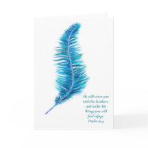 Feather Greeting Card Psalm 91:4 