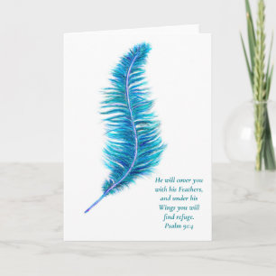 Feather Greeting Card Psalm 91:4 