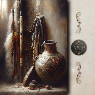 Feather Headdress & Tribal Pot Decoupage Tissue Paper
