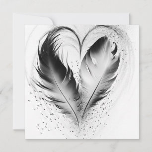 Feather Heart - Black & White