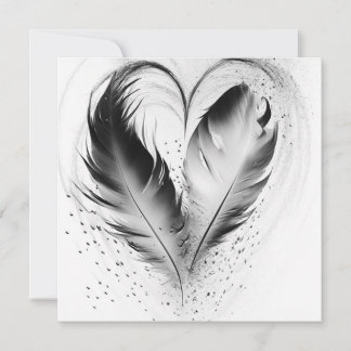 Feather Heart - Black & White