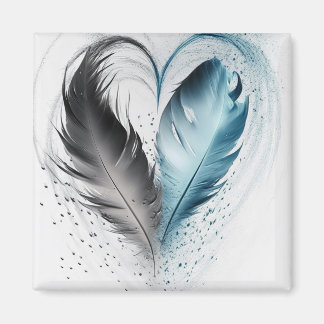 Feather Heart - Light Blue Magnet