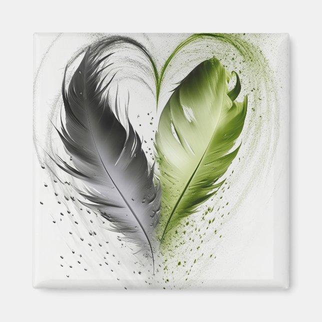 Feather Heart - Lime Green Magnet (Front)