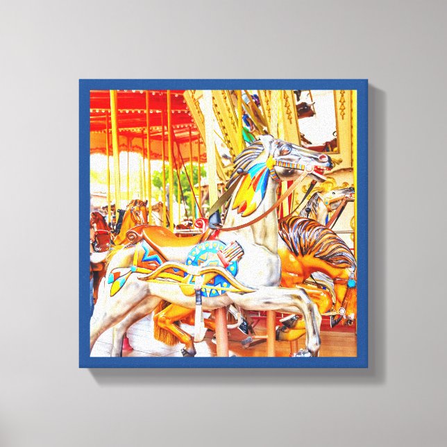 Feather Horse Carousel merry-go-round Canvas Print (Front)