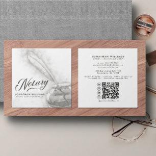 Feather Ink Pen Elegant Notary Public  Square Business Card