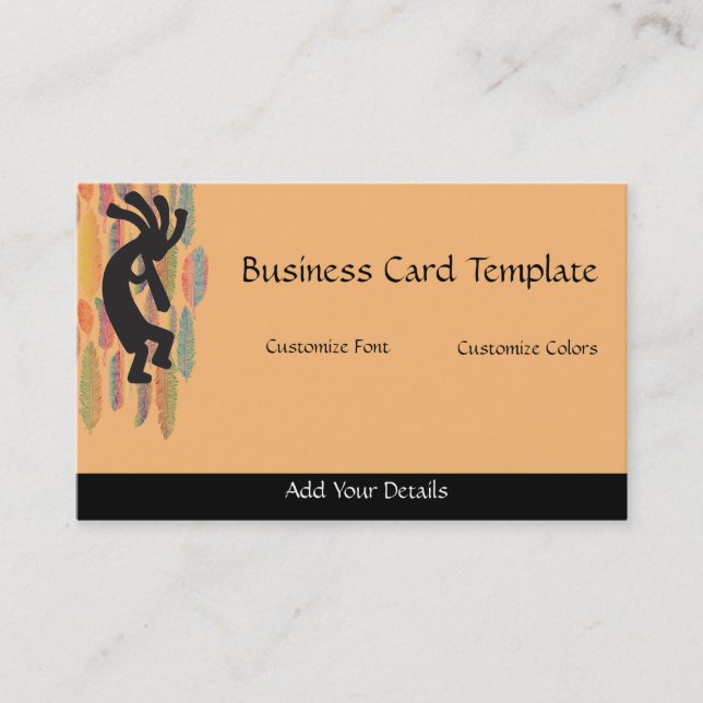 Feather Kokopelli Logo Business Card (Front)
