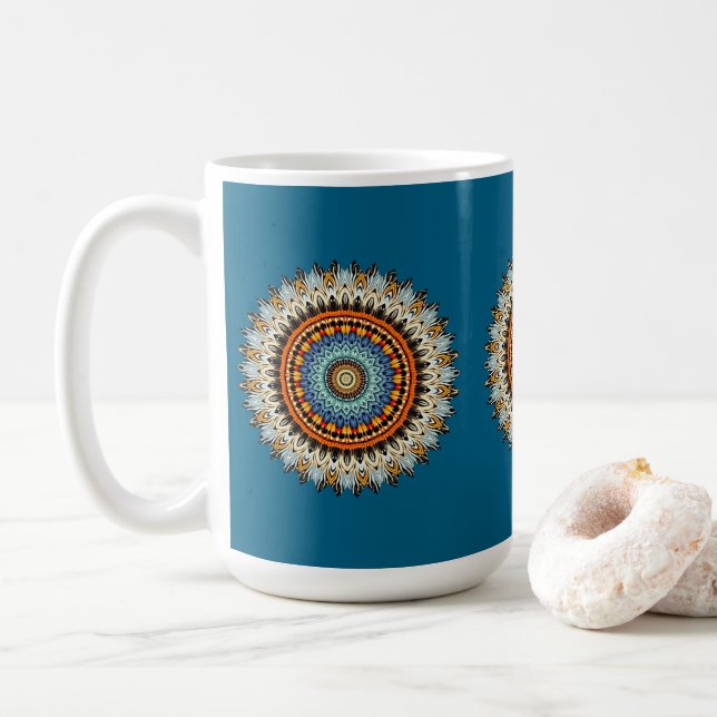 Feather Mandala  Mug (With Donut)