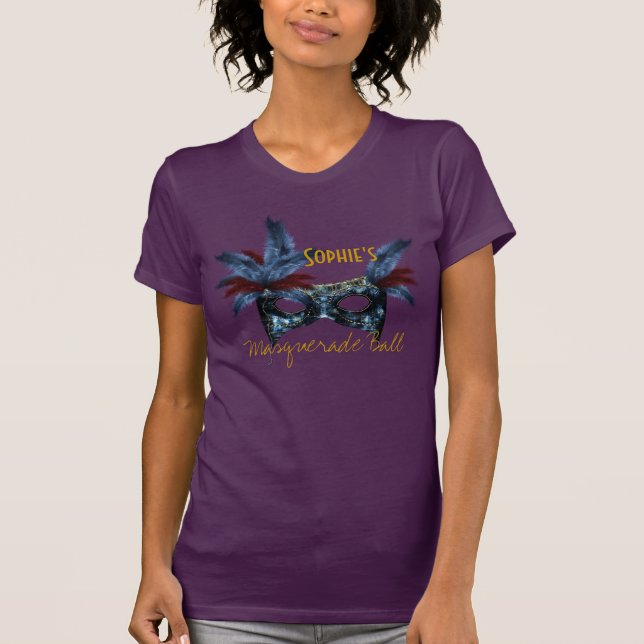 Feather Mask Masquerade Party Event Custom T-Shirt (Front)