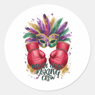 Feather Masquerade Mardi Gras Festive Boxing Glove Classic Round Sticker
