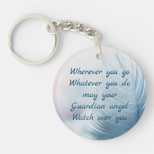Feather May Your Guardian Angel Watch Over You Key Ring