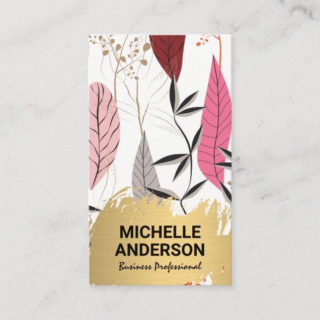 Feather Modern Boho | Gold Brushed Business Card (Front)