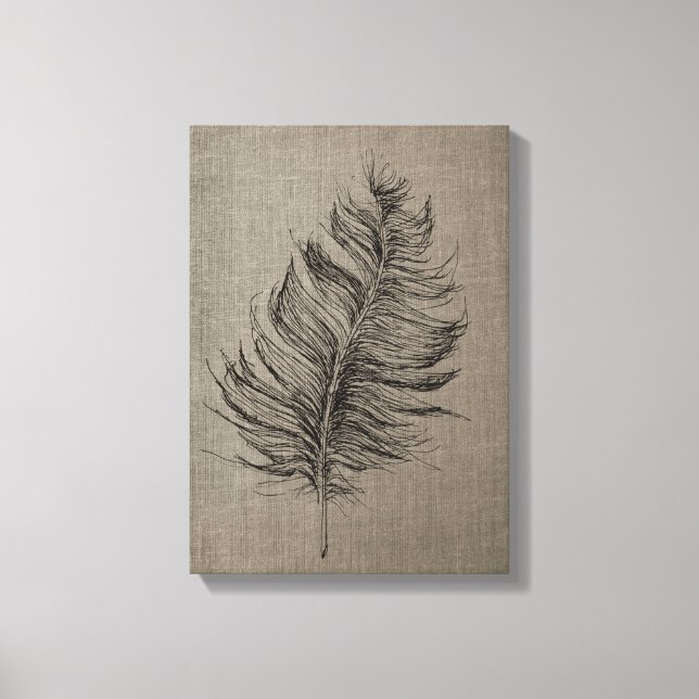 Feather no. 1 Taupe Canvas Wall Art (Front)