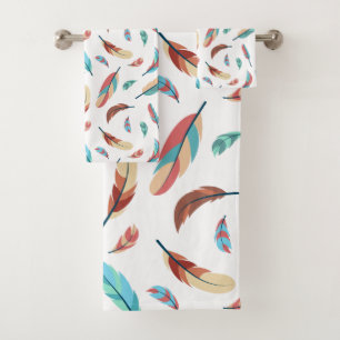 Feather pattern bath towel set
