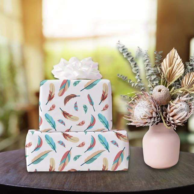Feather Pattern Boho Chic Wrapping Paper (Creator Uploaded)