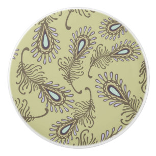 Feather Pattern Ceramic Knob