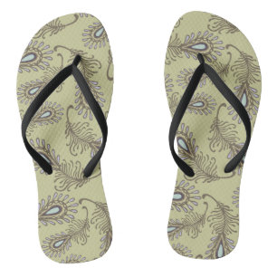 Feather Pattern Flip Flops