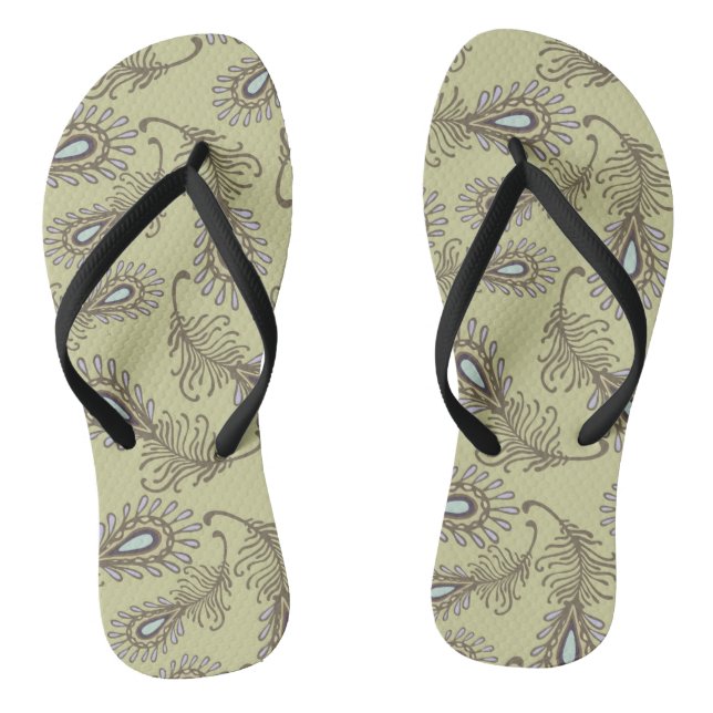 Feather Pattern Flip Flops (Footbed)