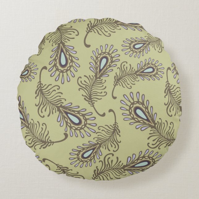 Feather Pattern Round Cushion (Front)